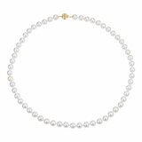 7-7.5mm Akoya White Necklace, 14ct Yellow Gold