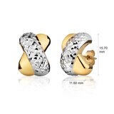 14ct Two Tone Gold Cross Over Huggie Earrings