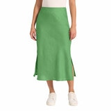 Matty M Women's Linen Skirt in Green
