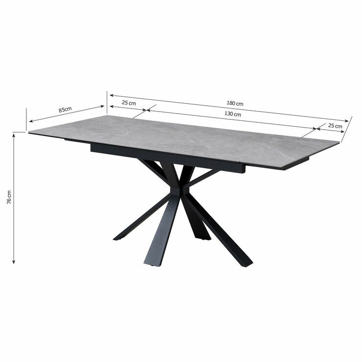 Jordan Ceramic Extending Dining Table + 6 Grey Chairs, Seats 6-8