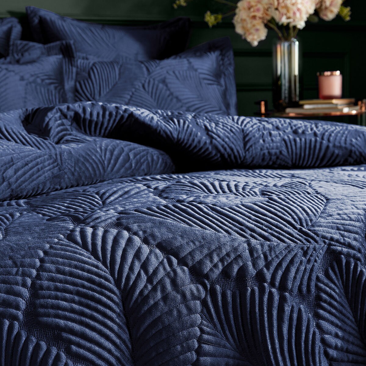 Kensington Navy Velvet 3 Piece Bed Set in 3 Sizes