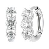 1.18ctw 3 Stone Diamond Earrings, 14ct white Gold