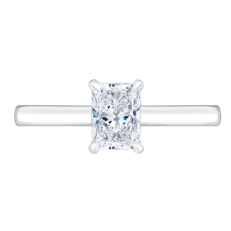 1.00 ctw Radiant Cut Diamond Solitaire Ring, Platinum 1.00 ctw Radiant Cut Diamond Solitaire Ring, Platinum
