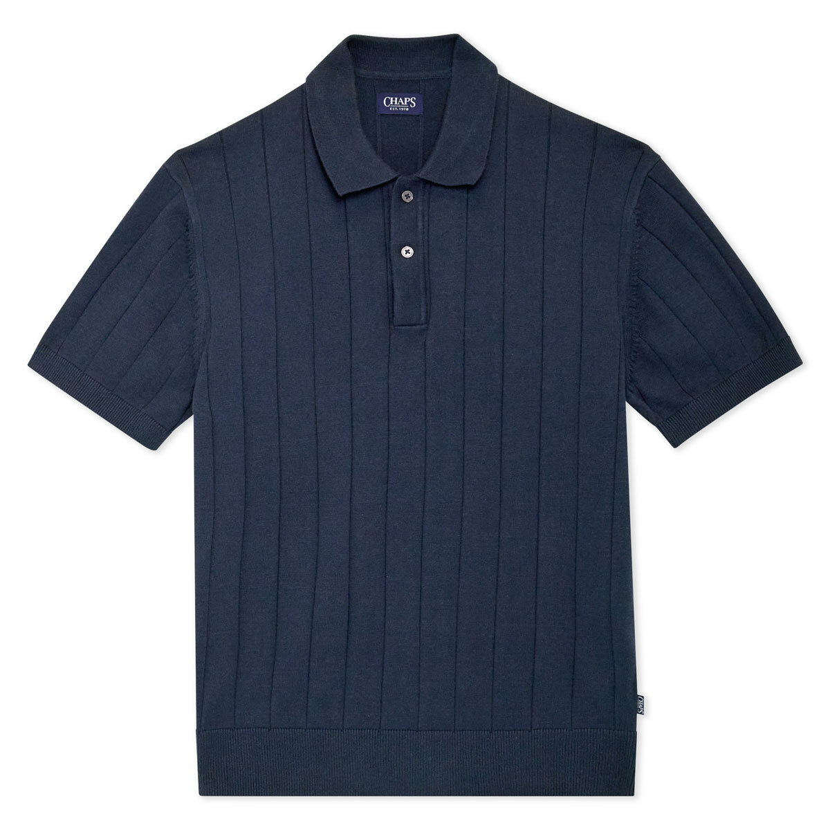 Chaps Men's Ribbed Knit Polo in Navy Chaps Men's Ribbed Knit Polo in Navy