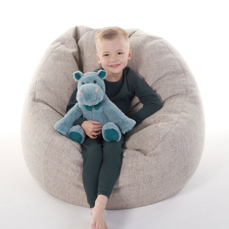Boy Sitting Holding Hippo