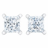 0.73ctw Princess Cut Diamond Stud Earrings, 14ct White Gold