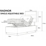 Highgrove Radnor Taupe Fabric Electric Adjustable Bed Frame with 1000 Spring Count Long Single Mattress in 2 Firmness Ratings
