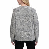 DKNY Ladies Leopard Print Cardigan in Stone