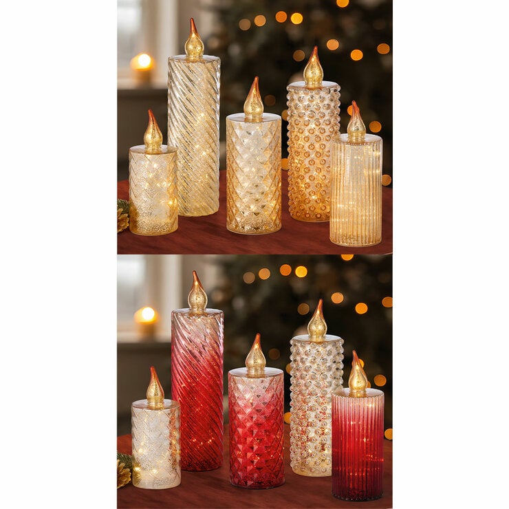 Glass LED Candles - Set Of 5 Glass LED Candles - Set Of 5
