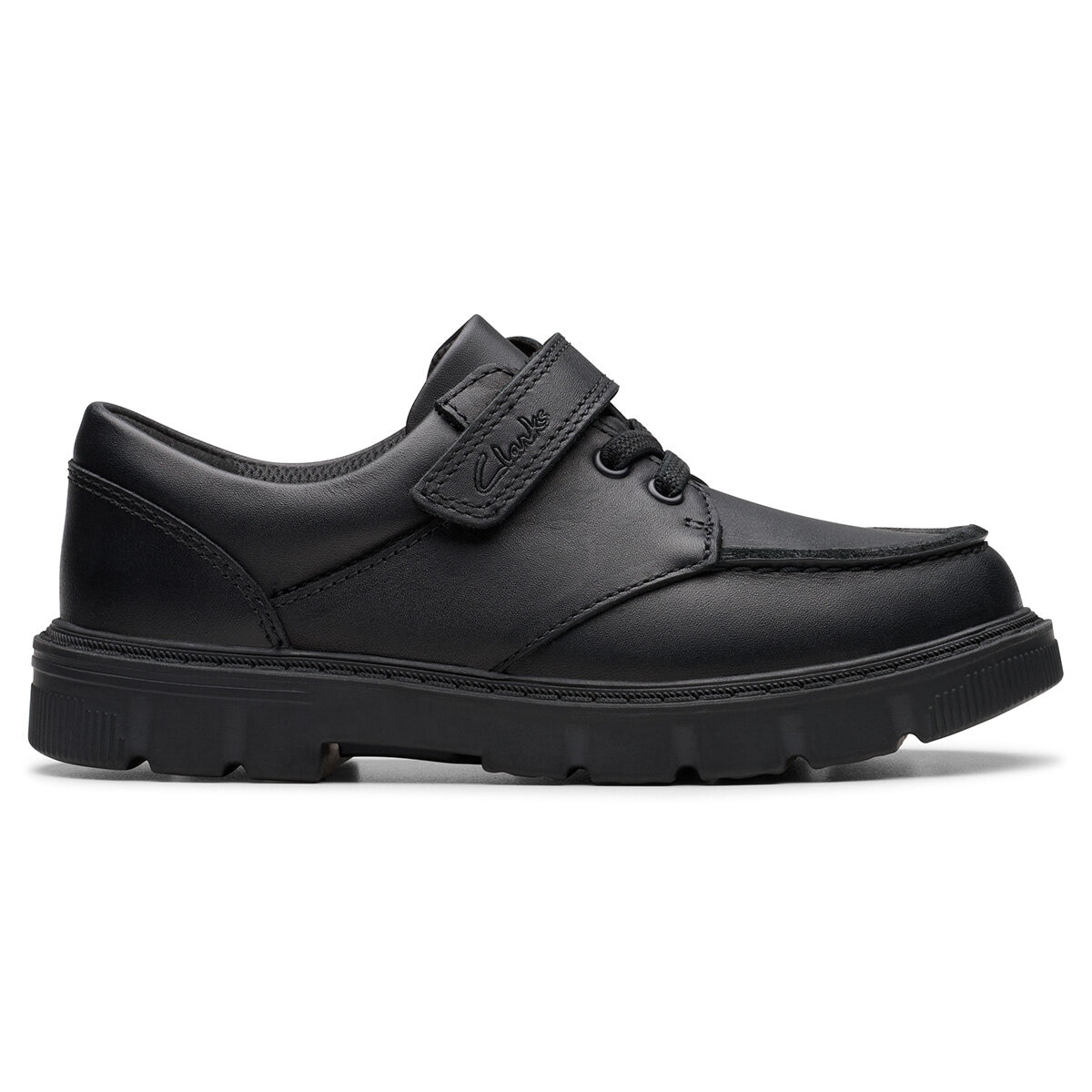 Clarks Kids Lorcam Edge Black Leather Shoes Clarks Kids Lorcam Edge Black Leather Shoes