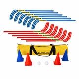 Studio image of the Eurohoc Floorball Hockey Set with cones, balls and holdall