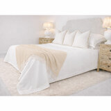 Osprey London Taupe Herringbone Fringed Throw, 140 x 190 cm