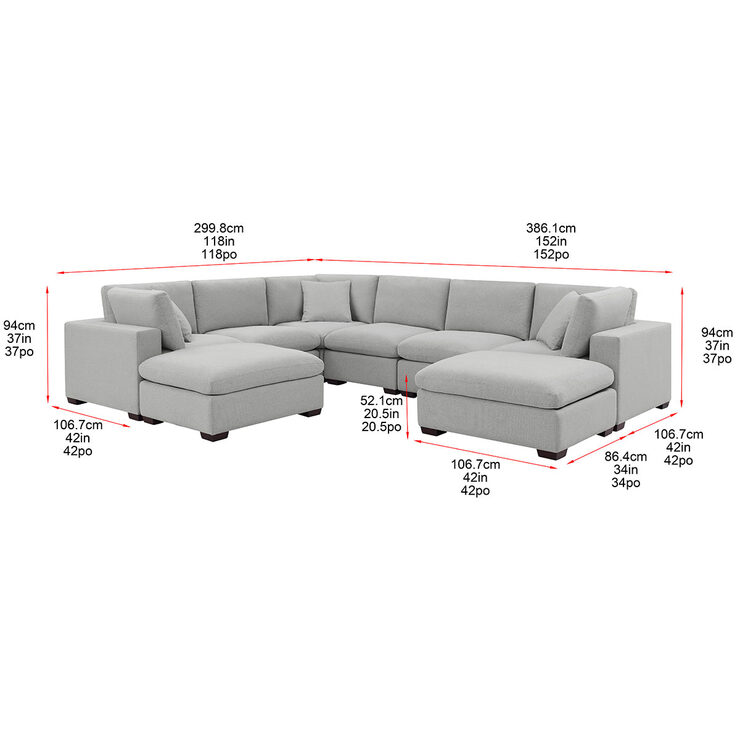 Thomasville Lowell Grey Fabric 8 Piece Modular Sofa | Costco UK