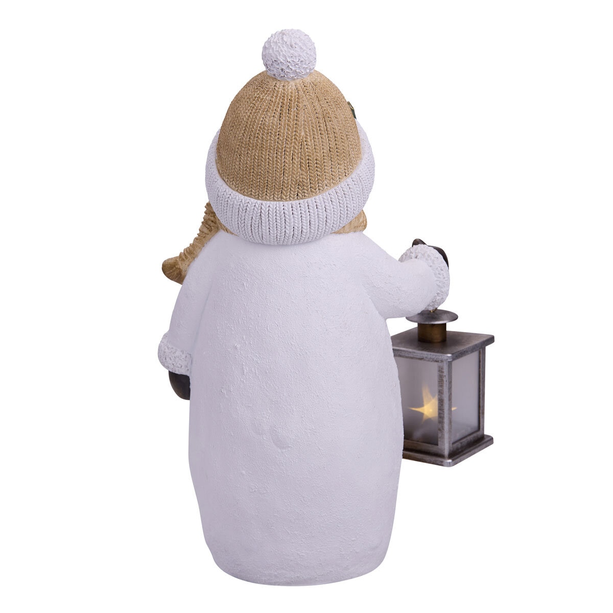 Christmas Snowman Woodchip Figures with LED Lanterns