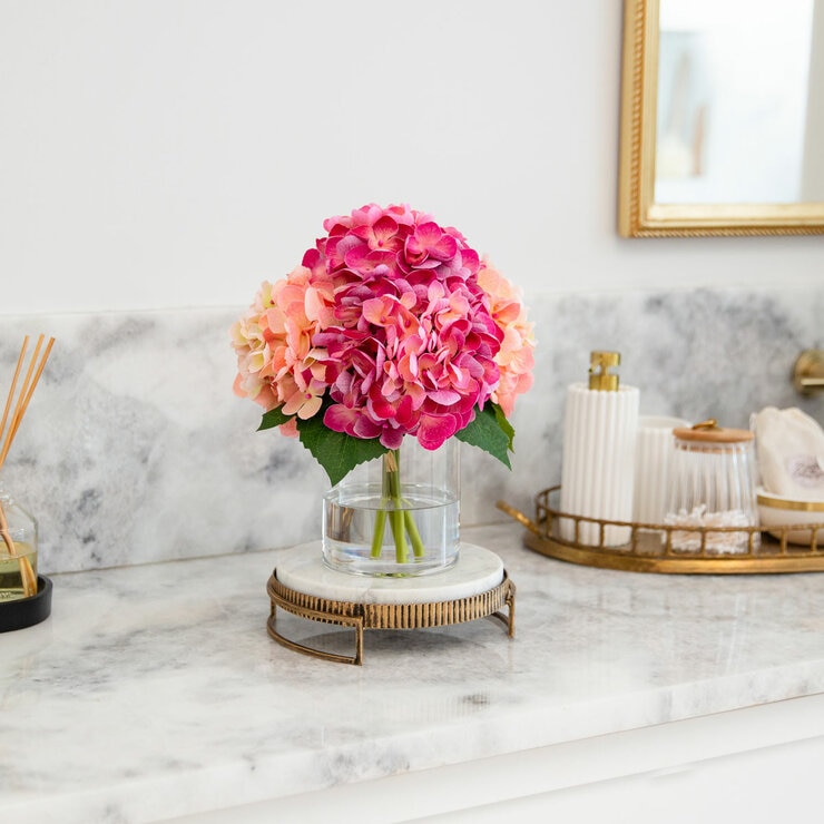 Real Touch Artificial Hydrangea in Vase in Pink Real Touch Artificial Hydrangea in Vase in Pink