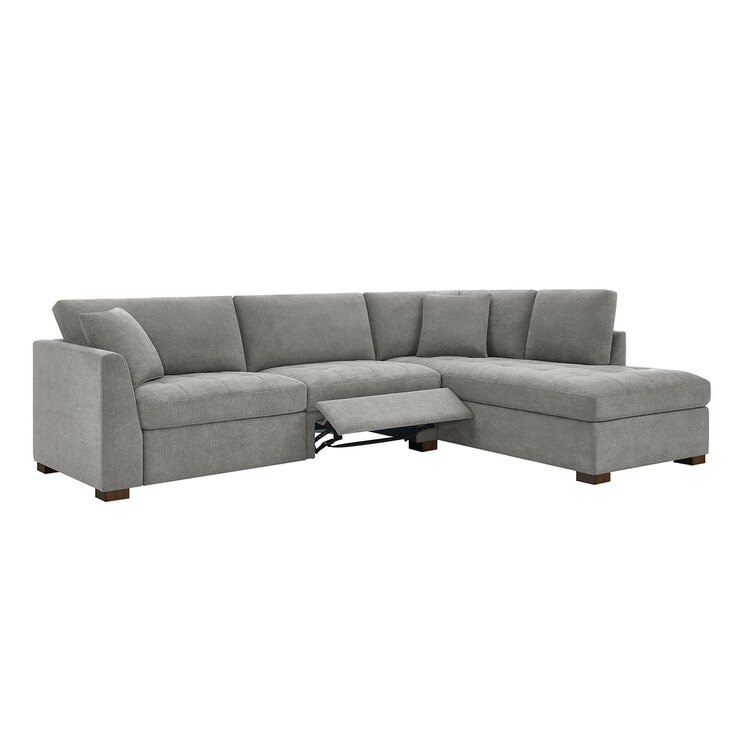 Thomasville Miles Grey Fabric Corner Sofa with Power Footrests