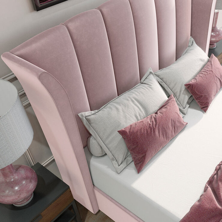 Isabella Pink Velvet Ottoman Bed Frame Costco UK