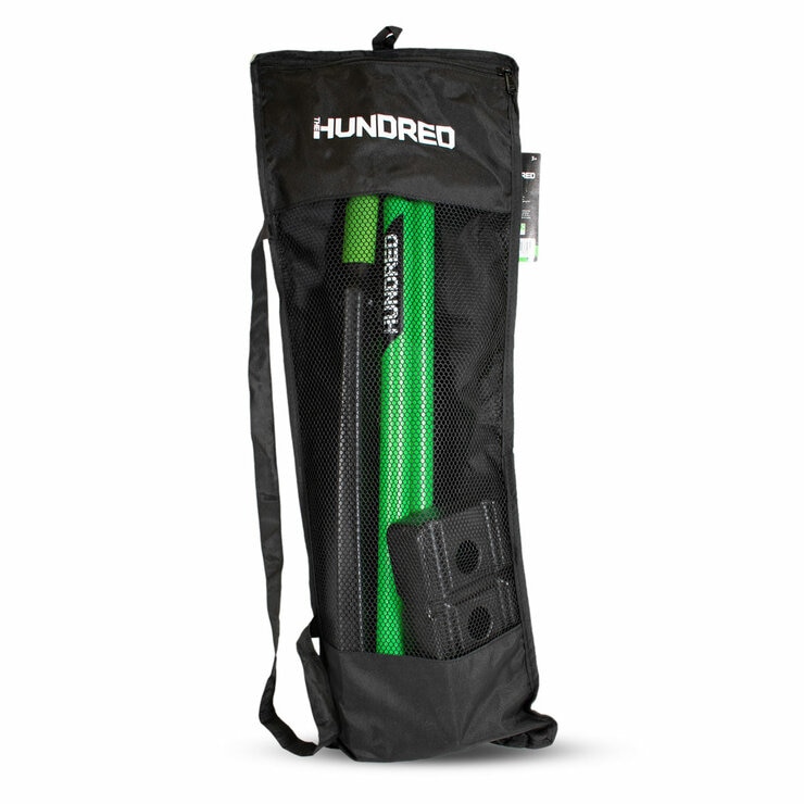 Studio image showing the carry bag for the stumps