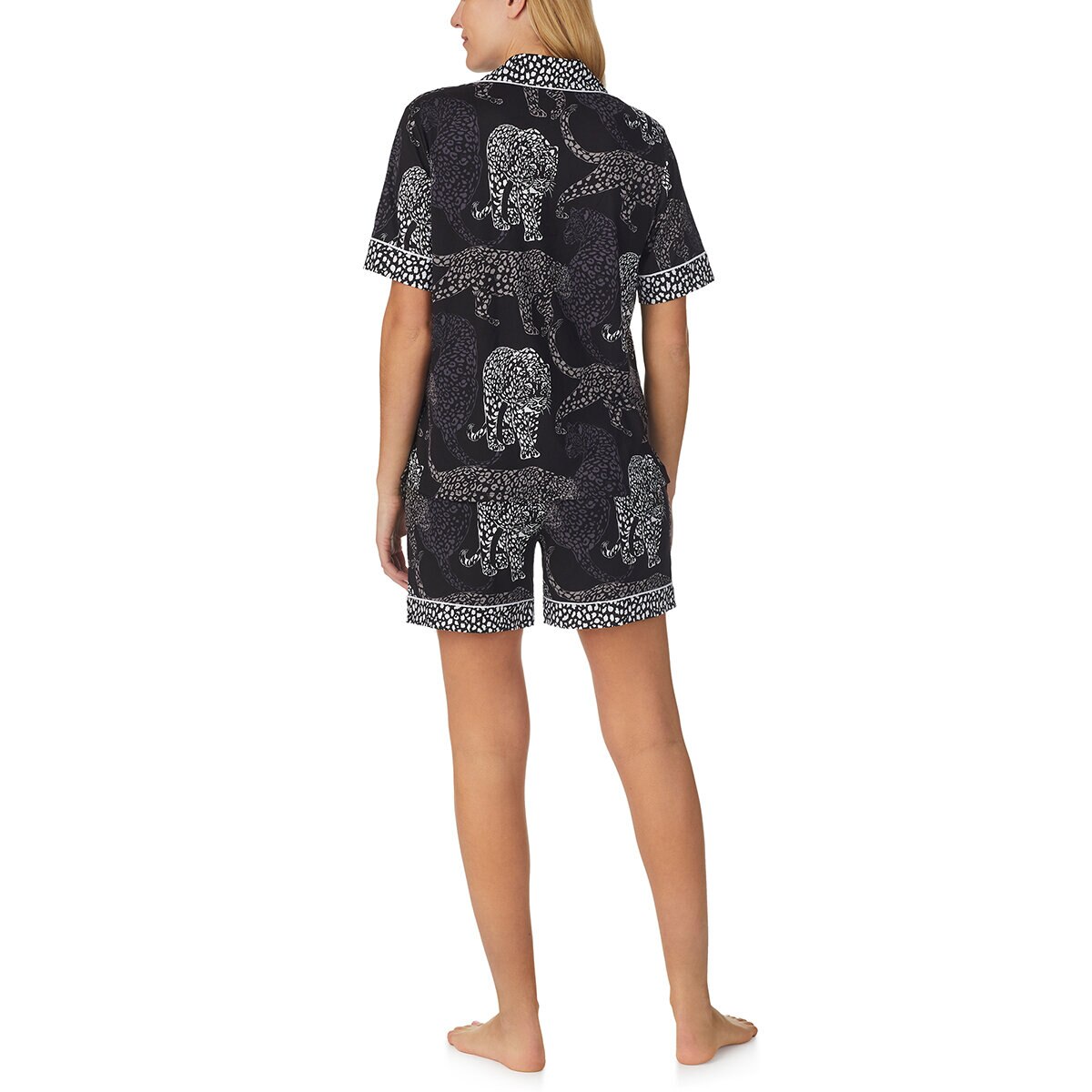 DKNY Notch Collar 3 Piece PJ Set in Black - Extra Large