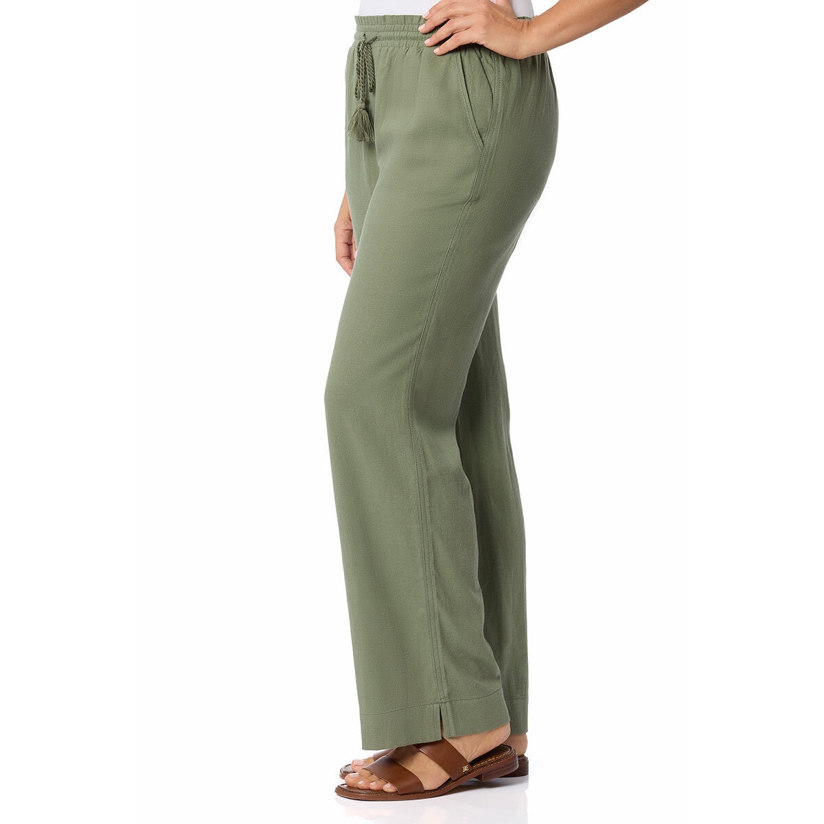 Briggs Ladies Linen Pant in Olive