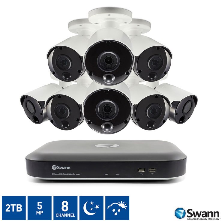 Swann 8 Channel 2TB DVR with 8 x 5MP Super HD Thermal Sensing Bullet