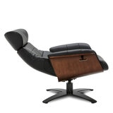 Gilman Creek Karma Black Top Grain Leather Swivel Chair with Ottoman