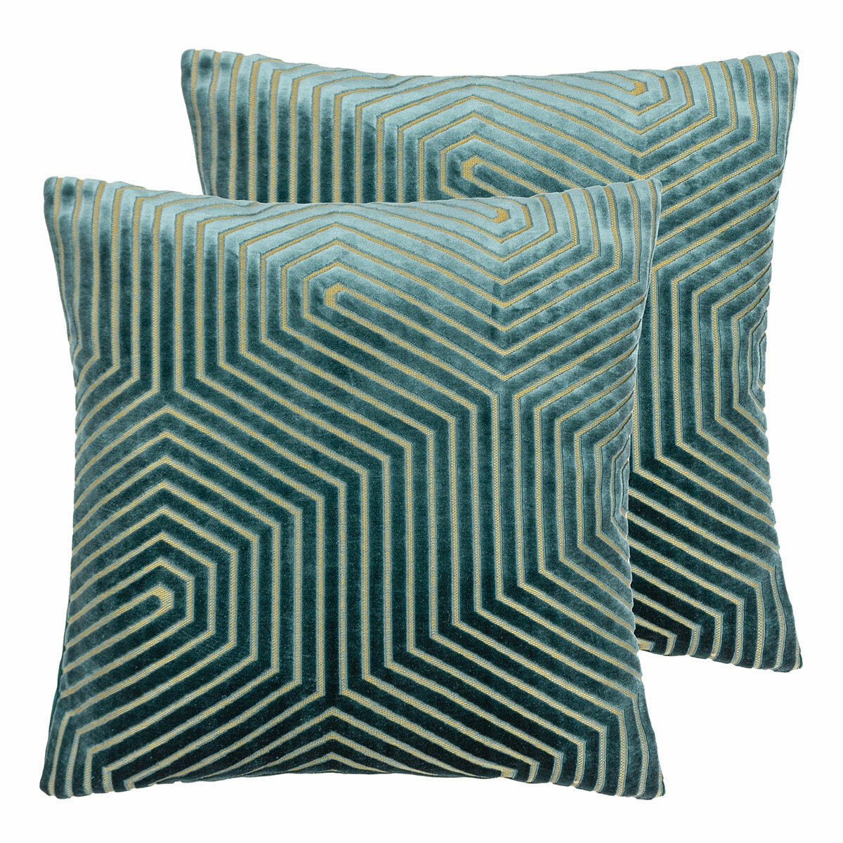 Paoletti Evoke Blue Velvet Feather Fill Cushion 2 Pack, 45 x 45 cm