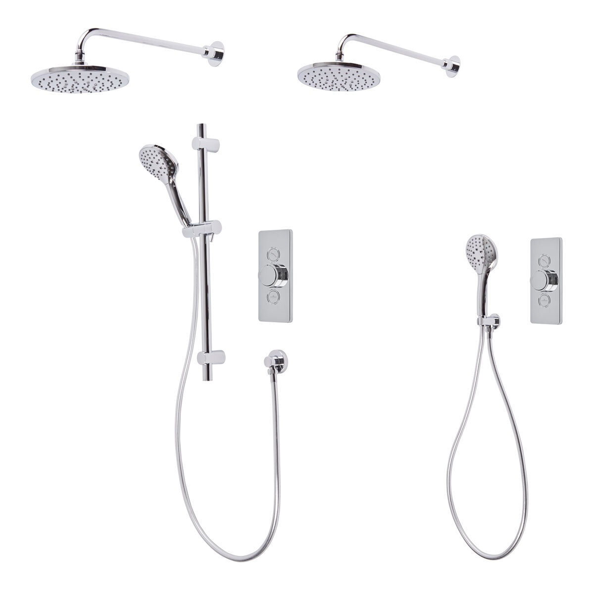 Cut out images of showers on white background