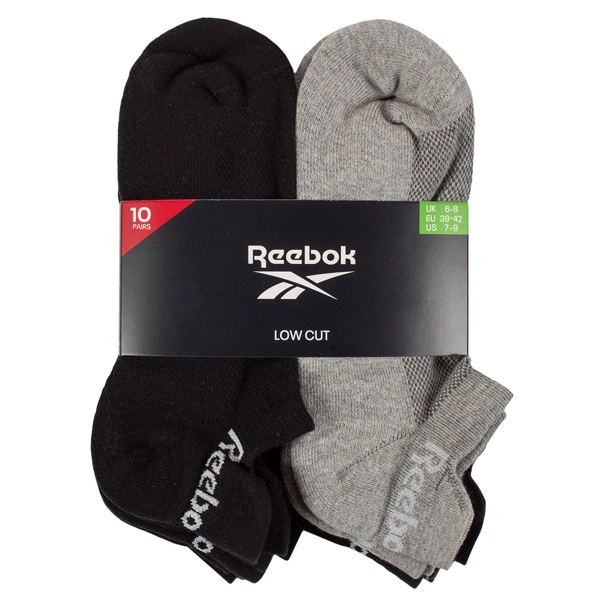 Reebok Men's Trainer Sock 10 Pack in Black/Grey