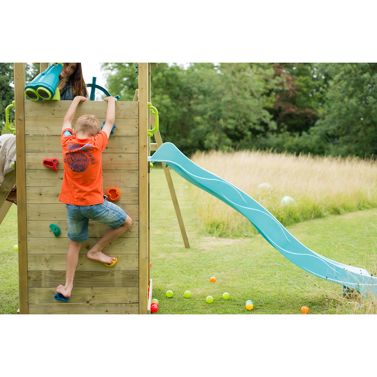 Plum Lookout Tower Wooden Climbing Frame With Swings and Monkey Bars  (3+ Years)