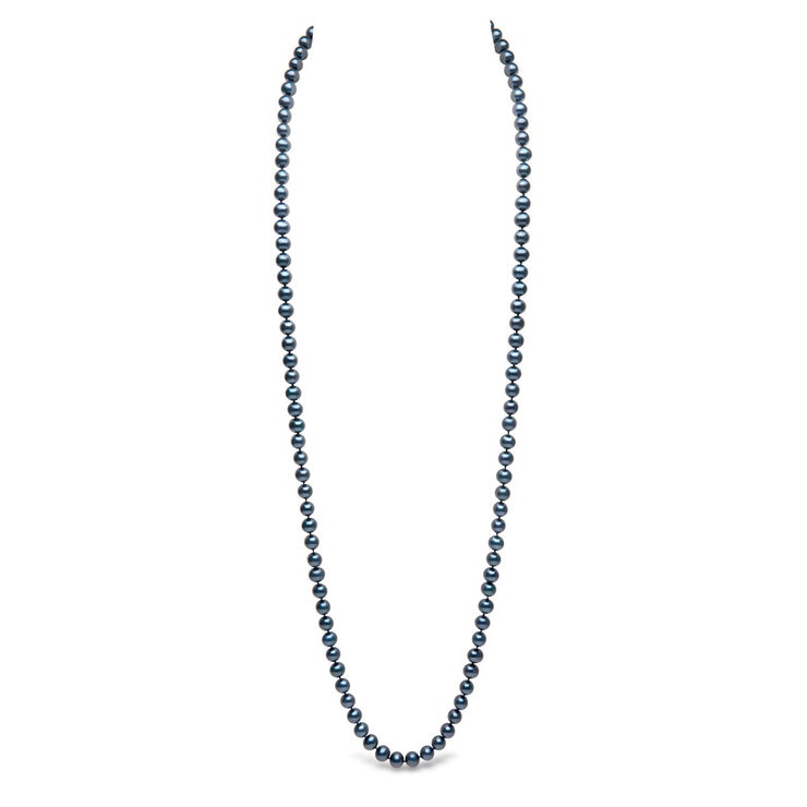 7.5mm-8mm Freshwater Black Pearl Necklace, 18ct Yellow Gold 7.5mm-8mm Freshwater Black Pearl Necklace, 18ct Yellow Gold