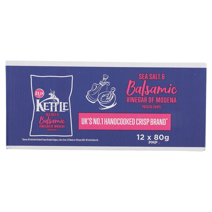 Kettle Hand Cooked Sea Salt & Vinegar Chips PMP £1.29, 12 x 80g Kettle Hand Cooked Sea Salt & Vinegar Chips PMP £1.29, 12 x 80g