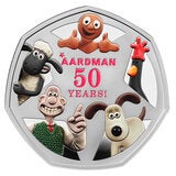 50 Years of Aardman 2026 UK 50p Silver Proof Colour Coin 50 Years of Aardman 2026 UK 50p Silver Proof Colour Coin