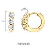 1.18ctw 3 Stone Diamond Hoop Earrings, 14ct Yellow Gold