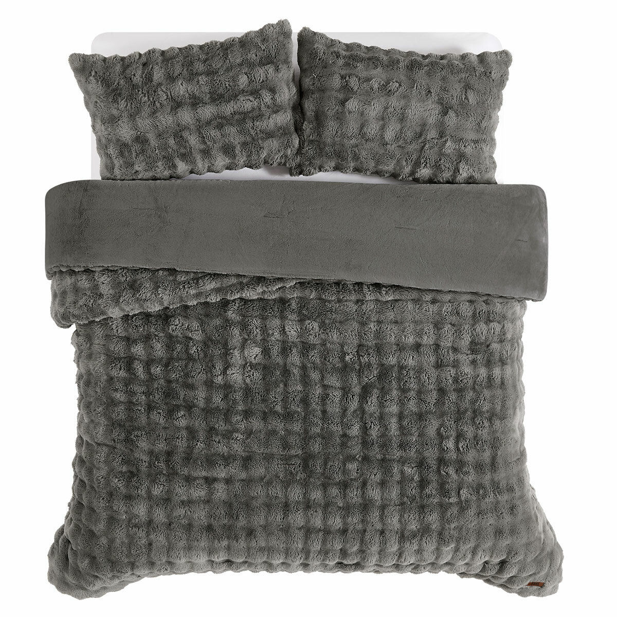 FRYE Faux Fur Grey 3 Piece Comforter Set FRYE Faux Fur Grey 3 Piece Comforter Set