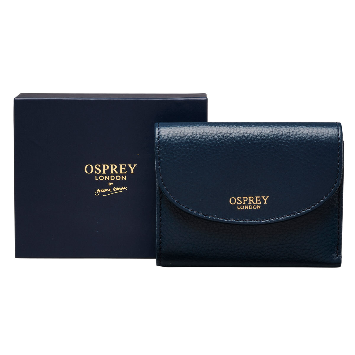 Osprey London Tilly Grainy Hide Leather Women's Purse, Navy with Gift Box