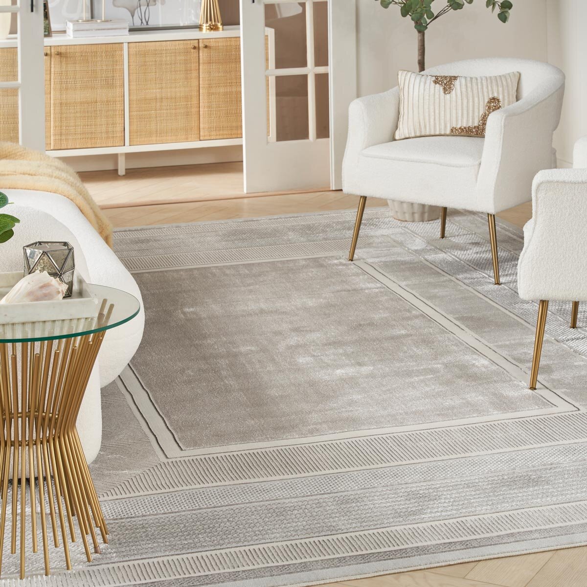 Glitz Silver Border Rug in 3 Sizes