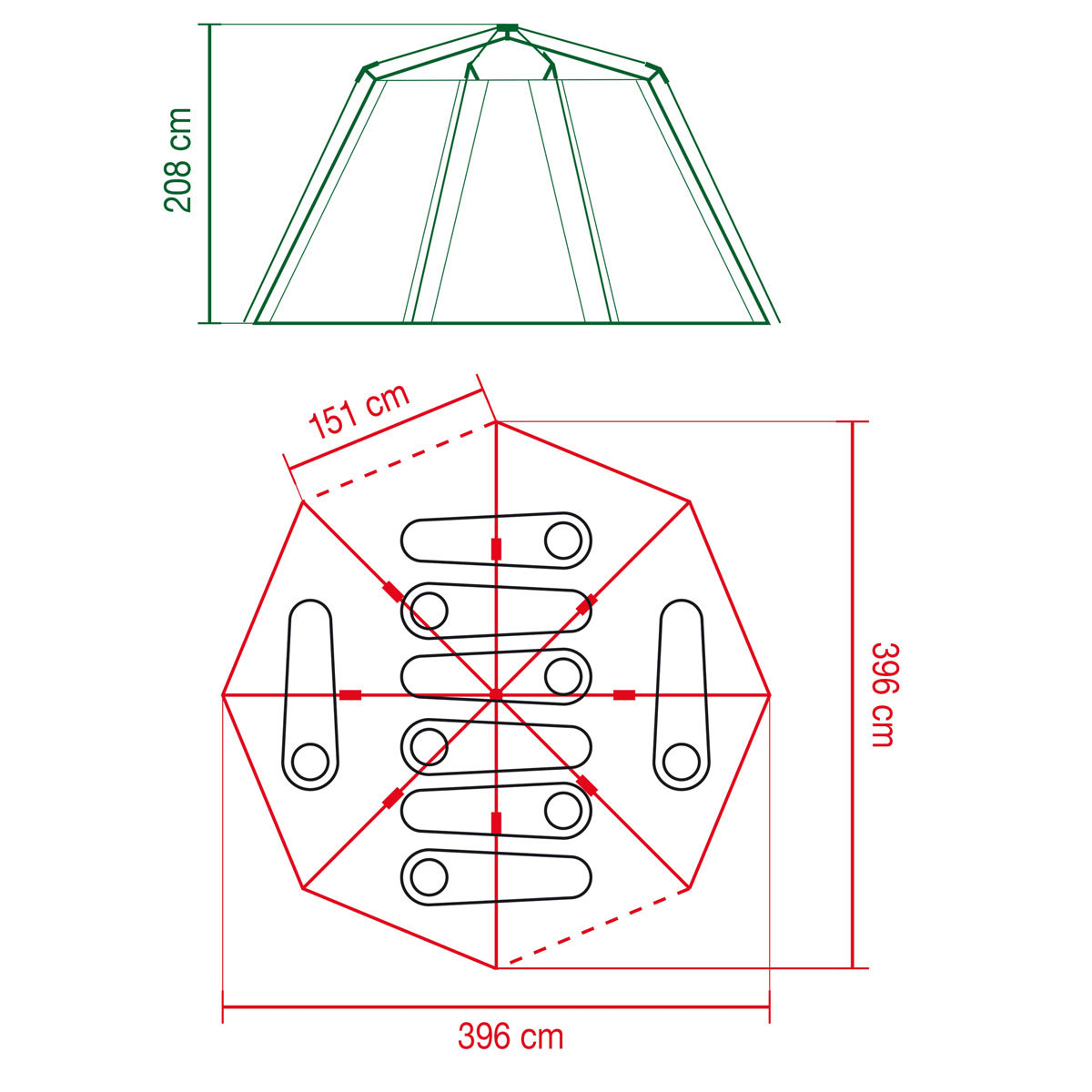 Coleman Octagon tent line drawing