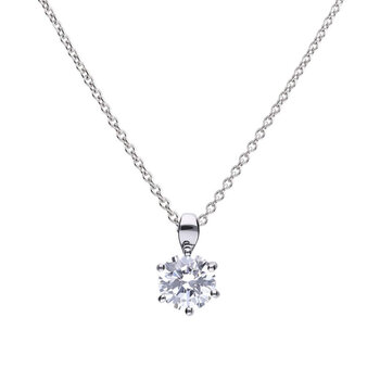 DiamonFire Sterling Silver Six Claw Cubic Zirconia Pendant