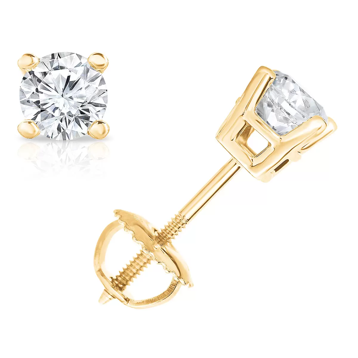 0.50ctw Round Brilliant Cut Stud Earrings, 18k Yellow Gold