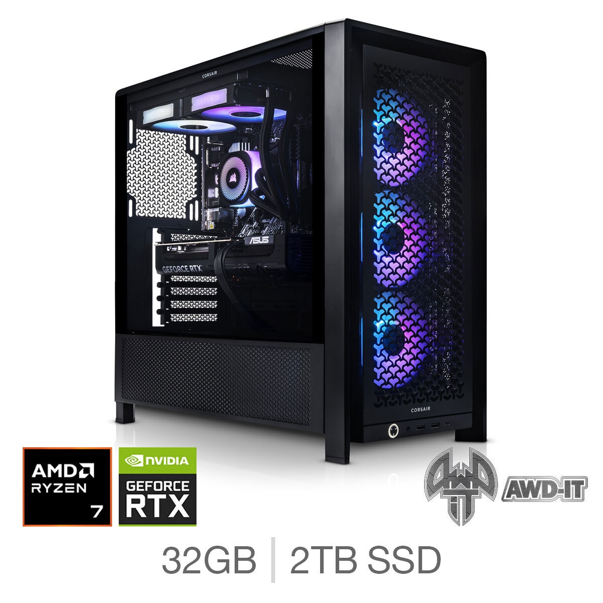 AWD-IT Frame 7, AMD Ryzen 7, 32GB RAM, 2TB SSD, NVIDIA GeForce RTX 5080, Gaming Desktop PC