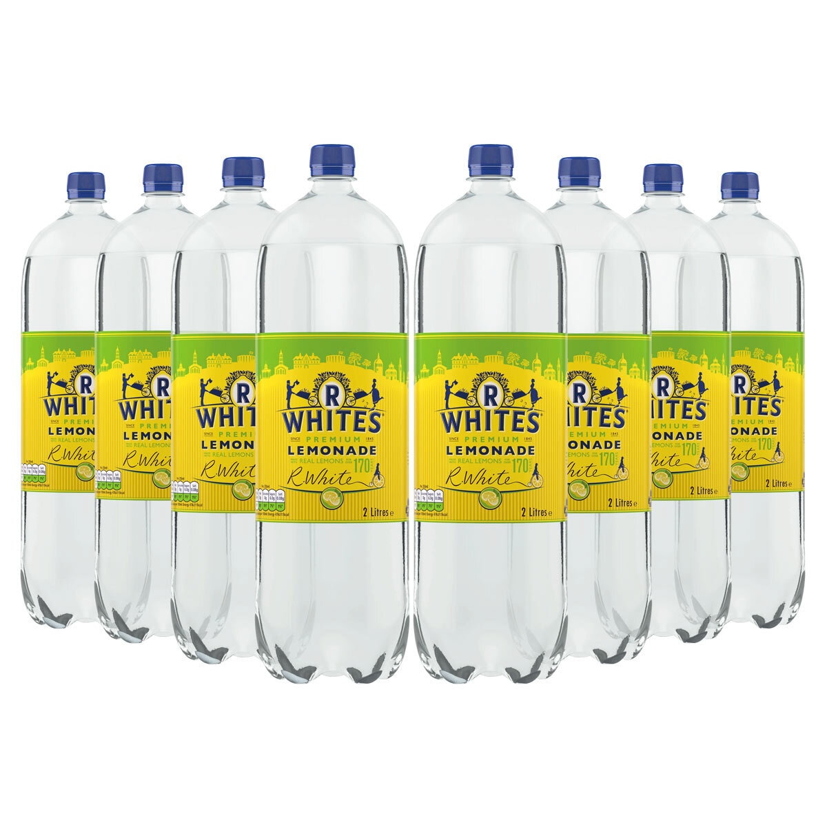 Cut out image of multiple bottles on white background