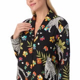 Room Service Ladies Notch Collar PJ Set in Cheetah