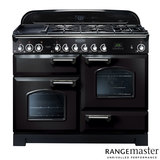 Rangemaster Classic Deluxe CDL110DFFBL/C Dual Fuel Range Cooker, A Rated in Black
