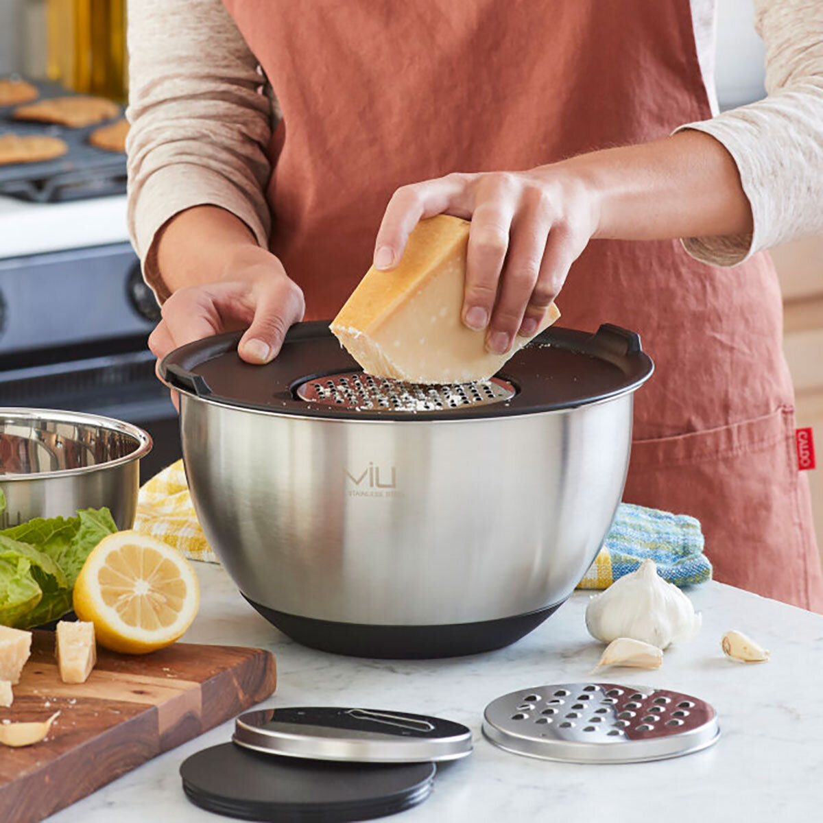 Miu Stainless Steel Mixing Bowl with Graters, 8 Piece Set