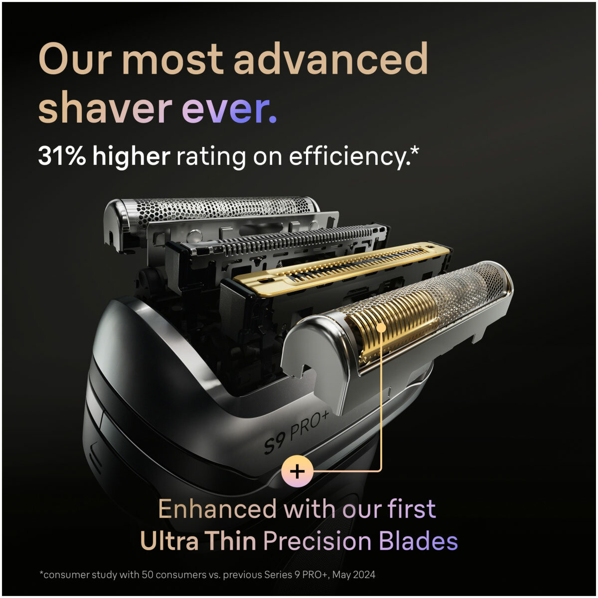 Lifestyle image of Braun Series 9 Pro+ Shaver withultra thin precision blades