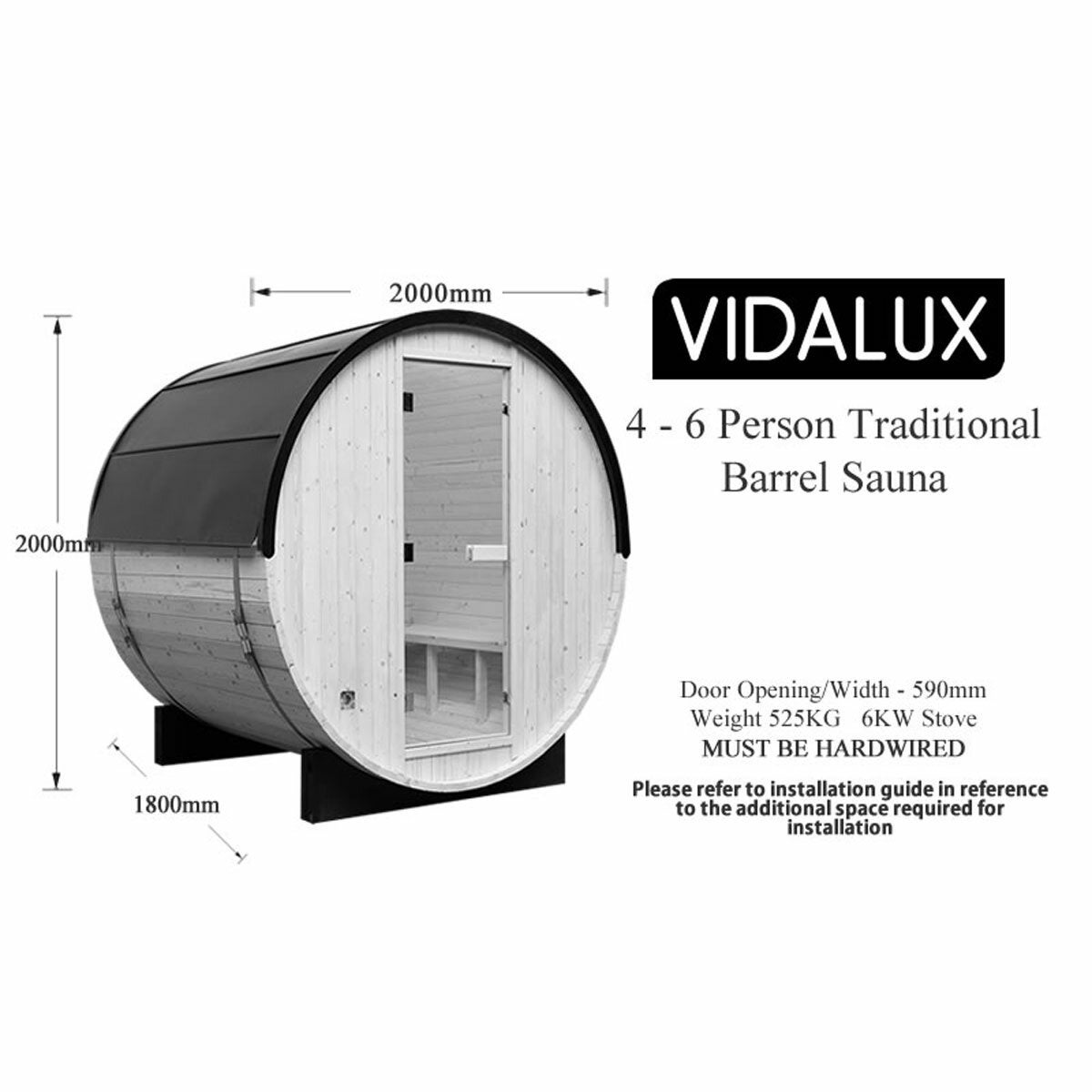 Vidalux Tradtional Barrel Sauna