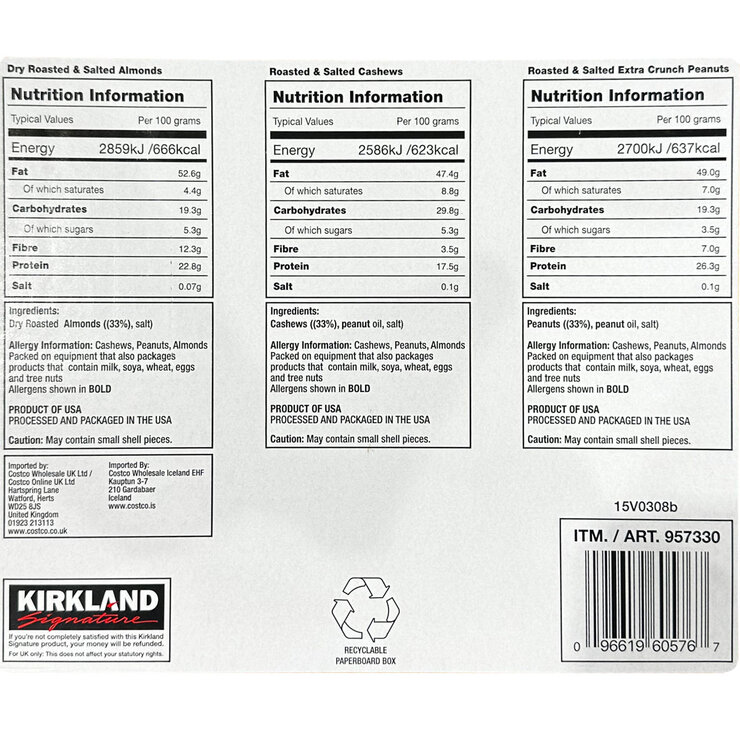 Back of pack image of KS snacking nuts Back of pack image of KS snacking nuts