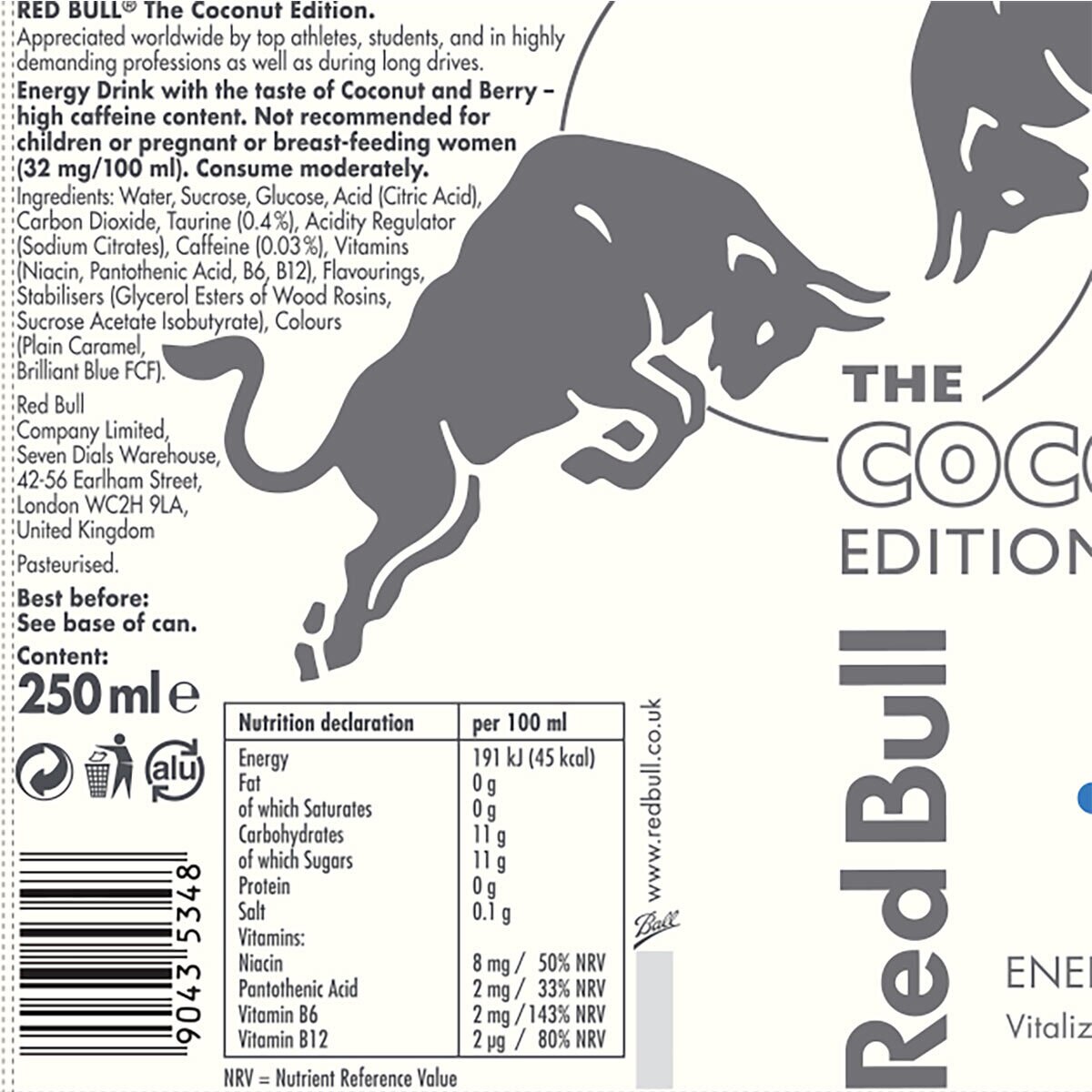 Red Bull Coconut and Berry Energy Drink, 12 x 250ml Costco UK