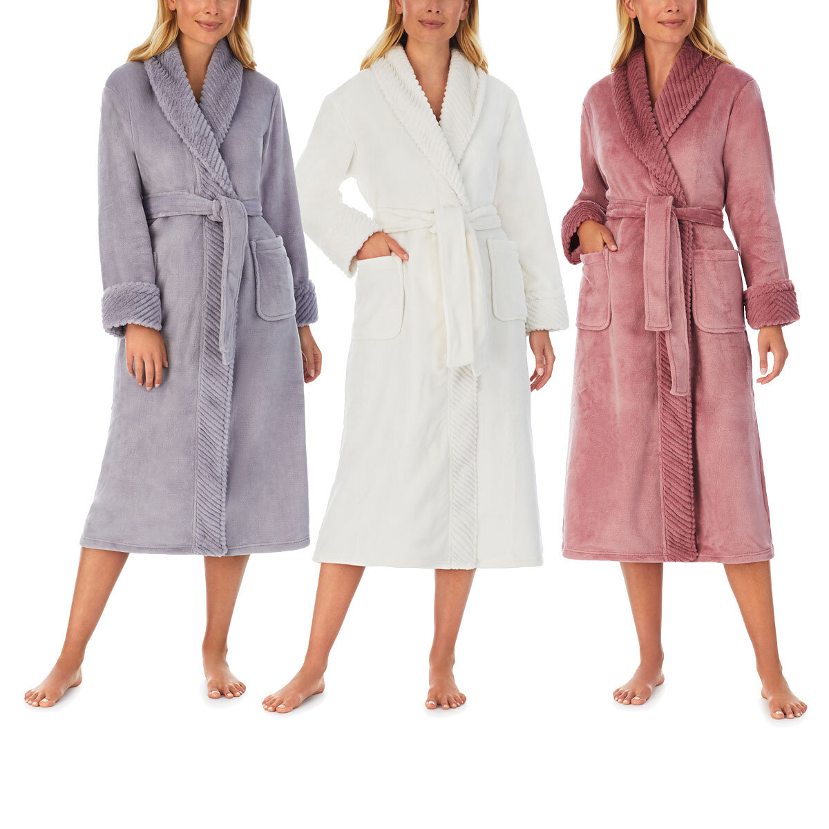 Carole Hochman Ladies' Plush Wrap Robe (S, Grey) at  Women's